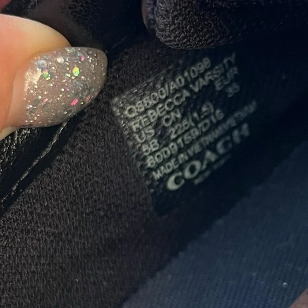 NEW- Coach Rebecca Varsity Black Suede Lace up Sneakers - Picture 11 of 14